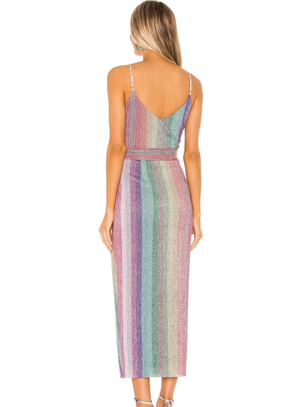 SAYLOR Multicolor Sequin Stripe Midi Meghan Dress